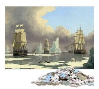 1000 Piece The Northern Whale Fishery Square Jigsaw Puzzles for Adults, Wooden Puzzles Learning Educational Toy 1000pcs (75x50cm)