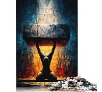 1000 Piece The Weight of The Name - Kneeling Figure Under Sacred Stone Jigsaw Puzzles for Adults Teenagers Puzzles Paper Puzzles Family Activity Jigsaw Puzzles 38x26cm/1000pcs