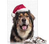 1000 Piece Tibetan Mastiff Dog with Santa Hat Portrait Jigsaw Puzzlesfor Adults Teenagers Jigsaws 1000 Pieces Relax Puzzles Games 300pcs (40x28cm)