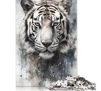 1000 Piece Tiger Beauty Black Ink Jigsaw Puzzles for Adult Teenagers Paper Puzzles For Family Fun & Game Night 1000pcs (75x50cm)