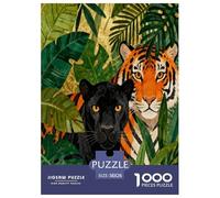 1000 Piece Tiger Black Jigsaw Puzzle for Adults Kids - Challenging & Brainteasing, Panther Plants Jigsaws, Home Decoration Gifts 38x26cm/1000pcs