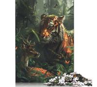 1000 Piece Tiger Deer Fairy Tale Jigsaw Puzzles for Adults Learning Educational Toys Family Games Birthday Gifts 1000pcs (38x26cm)