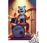 1000 Piece Tiger Drumming Jigsaw Puzzle for Adult Teenagers Christmas Eve Gifts 1000pcs (38x26cm)