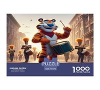 1000 Piece Tiger Drumming Square Puzzles for Adults, Wooden Puzzles Toy Wall Decor 1000pcs (75x50cm)