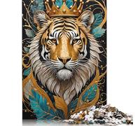 1000 Piece Tiger Golden Kintsugi Jigsaw Puzzle for Adult Teenagers Paper Jigsaw Puzzles Educational Game Challenge Toy Birthday Gifts 1000pcs (75x50cm)