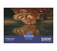 1000 Piece Tiger Jigsaw Puzzle Fun Details Beautiful Decoration The Beast That Drinks Water Puzzles Educational Games for Adults Kids Family 52x38cm/1000pcs