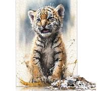 1000 Piece Tiger Watercolor Drawing Adult Puzzles Wooden Puzzles Educational Stress Relief Toy Puzzle 1000pcs (75x50cm)