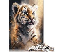1000 Piece Tiger Watercolor Sketch Square Jigsaw Puzzles for Adults, Wooden Puzzles Learning Educational Toy 1000pcs (75x50cm)