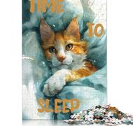 1000 Piece Time To Sleep Cat Jigsaw Puzzles for Adults Learning Educational Toys Family Games Birthday Gifts 1000pcs (75x50cm)
