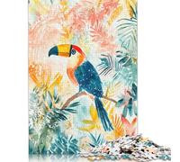 1000 Piece Toucan in Tropical Paradise Square Puzzles for Adults, Wooden Puzzles Toy Wall Decor 1000pcs (75x50cm)