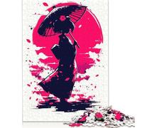 1000 Piece Traditional Japanese Woman Under The Sakura Moon Jigsaw Puzzles for Adults Teenagers Puzzles Wooden Puzzles Family Activity Jigsaw Puzzles 1000pcs (75x50cm)