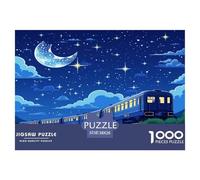 1000 Piece Train Starry Night Game Puzzle for Adults Gifts Fun Challenging Home DecoRation Mystery Train Jigsaw Puzzle for Adults And Kids Age 12 And Up 38x26cm/1000pcs