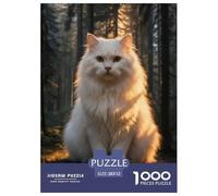 1000 Piece Turkish Angora Cat Jigsaw Puzzle for Adults - Challenging Brain Teaser, Woods Jigsaws, Home Decoration Unique Gift 52x38cm/1000pcs