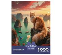 1000 Piece Turkish Angora Cat Jigsaw Puzzle for Adults - Family Fun, Educational Toys, Cat Cliff Puzzle, Decoration Birthday Gifts 38x26cm/1000pcs