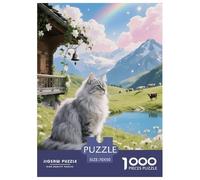 1000 Piece Turkish Angora Cat Jigsaw Puzzle for Adults - Family Fun, Educational Toys, Cat Pasture Puzzles, Home Decoration Birthday Gifts 70x50cm/1000pcs