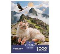 1000 Piece Turkish Angora Cat Jigsaw Puzzle for Adults - Family Fun, Educational Toys, Cat Terraced Field Puzzles, Home Decoration Unique Gift 38x26cm/1000pcs