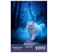 1000 Piece Turkish Angora Cat Jigsaw Puzzle for Adults - Family Game Night & Educational Fun, Starlit Forest Puzzle, Home Decoration Unique Gift 70x50cm/1000pcs