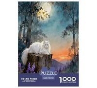 1000 Piece Turkish Angora Cat Jigsaw Puzzle for Adults Kids - Family Fun, Family Happy Game, Woods Tree Stump Puzzles, Decoration Unique Gift 70x50cm/1000pcs