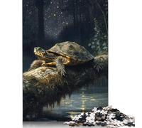 1000 Piece Turtle on A Mossy Log at Night Jigsaw Puzzle for Adult Teenagers Paper Puzzle Christmas Eve Gifts 1000pcs (38x26cm)