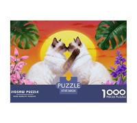 1000 Piece Two Birman Cats Jigsaw Puzzle for Adults Kids - Family Fun, Family Happy Game, Flowers Jigsaws, Home Decoration Unique Gift 38x26cm/1000pcs
