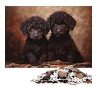 1000 Piece Two Black Poodle Puppies Jigsaw Wooden Puzzle Adult Jigsaw Puzzle Jigsaw Puzzles for Adult 1000pcs (75x50cm)