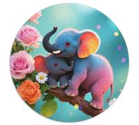 1000 Piece Two Colorful Elephants Jigsaw Puzzle for Adults - Family-Friendly Brain Teaser, Rose Flowers Jigsaws, Decoration Birthday Gifts 1000pcs (67.5x67.5cm)
