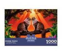 1000 Piece Two Norwegian Forest Cats Jigsaw Puzzle for Adults Kids - Family-Friendly Brain Teaser, Tree Flowers Puzzle, Decoration Gifts 38x26cm/1000pcs