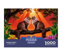 1000 Piece Two Norwegian Forest Cats Jigsaw Puzzle for Adults Kids - Family-Friendly Brain Teaser, Tree Flowers Puzzles, Decoration Gifts 70x50cm/1000pcs