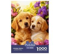 1000 Piece Two Puppies Jigsaw Puzzle for Adults Kids - Family Fun, Educational Toys, Flowers Jigsaws, Decoration Birthday Gifts 38x26cm/1000pcs