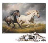 1000 Piece Two Running Horses Animals Creative Square Jigsaw Puzzles for Adults & Wooden Puzzles Educational Toys 1000pcs (75x50cm)