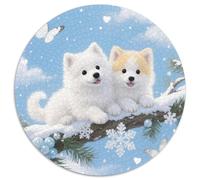 1000 Piece Two Samoyed Puppies Jigsaw Puzzle for Adults - Family-Friendly Brain Teaser, Snowy Branches Puzzle, Home Decoration Unique Gift 1000pcs (67.5x67.5cm)