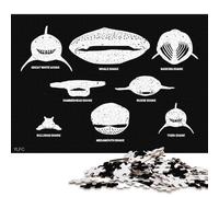 1000 Piece Types Of Sharks Jigsaw Square Puzzle for Adults & Paper Puzzles Educational Game Challenge Toy 38x26cm/1000pcs