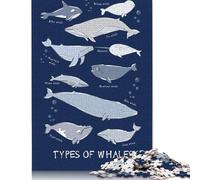1000 Piece Types of Whales Fishes Creative Square Jigsaw Puzzles for Adults & Paper Puzzles Stress Relief Puzzle Games And Unique 38x26cm/1000pcs