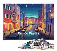 1000 Piece Venice Canals Italy Night Creative Square Jigsaw Puzzles for Adults & Paper Puzzles Educational Toys 38x26cm/1000pcs