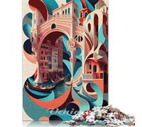1000 Piece Venice RIALTO BRIDGE Italy Square Puzzle for Adults, Wooden Puzzles Puzzle Hands-on Game 1000pcs (75x50cm)
