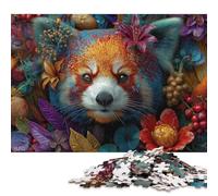 1000 Piece Vibrant Red Panda Art Square Puzzles for Adults, Wooden Puzzles Family Entertainment Toys 1000pcs (75x50cm)