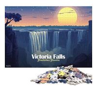 1000 Piece Victoria Falls, ZimbabweZambia Illustration Square Puzzles for Adults, Wooden Puzzles Family Entertainment Toys 1000pcs (75x50cm)