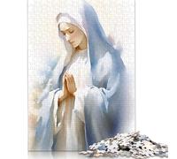 1000 Piece Virgin Mary Watercolor Painting Square Jigsaw Puzzles for Adults & Wooden Puzzles Learning Educational Toys Family Games 1000pcs (75x50cm)