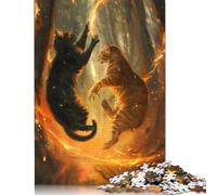 1000 Piece Ware Cats And Fire Square Puzzle for Adults, Wooden Puzzles Puzzle Hands-on Game 1000pcs (75x50cm)