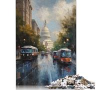 1000 Piece Washington DC Art USA Jigsaw Puzzle for Adult Teenagers Wooden Puzzle for Adults And Teenager for Adults& Teenagers Age 12 Years Up 300pcs (40x28cm)