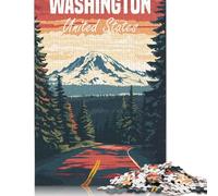 1000 Piece Washington State Travel Adult Jigsaw Puzzle Wooden Puzzles for Teenagers Gifts Educational Game Challenge Toy 1000pcs (75x50cm)