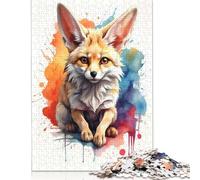 1000 Piece Watercolor Fennec Fox Puzzles For Adults Wooden Puzzles Brain Teaser Puzzles For Children 1000pcs (75x50cm)