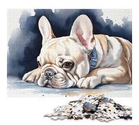 1000 Piece Watercolor French Bulldog Portrait Puzzles for Wooden Puzzles Educational Game for Adult 1000pcs (75x50cm)