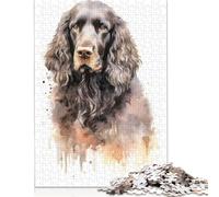 1000 Piece Watercolor Irish Spaniel Square Jigsaw Puzzles for Adults, Wooden Puzzles Learning Educational Toy 1000pcs (75x50cm)