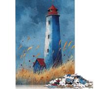 1000 Piece Watercolor Lighthouse Art Creative Square Jigsaw Puzzles for Adults & Wooden Puzzles Educational Toys 1000pcs (75x50cm)