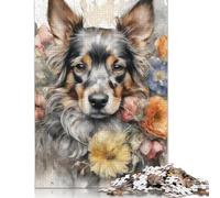 1000 Piece Watercolor Painting Flower Dog Jigsaw Puzzles for Adults Wood Puzzle Jigsaws for Adults 1000pcs (75x50cm)
