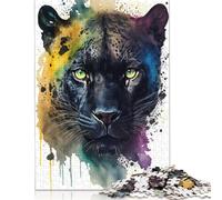 1000 Piece Watercolor Panther Jigsaws for Adults Wooden Puzzles for Adults Family Fun Jigsaws Puzzles 1000pcs (75x50cm)