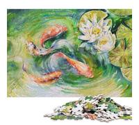 1000 Piece Watercolor Pond Koi Fishes Puzzles for Adults & Wooden Puzzles Educational Puzzle Family Game 1000pcs (75x50cm)