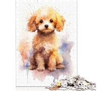 1000 Piece Watercolor Poodle Jigsaw Puzzlesfor Adults Teenagers Wooden Puzzle Jigsaws for Adults Educational Game Challenge Toy 1000pcs (75x50cm)