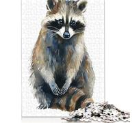 1000 Piece Watercolor Raccoon Jigsaw Puzzles for Adult Teenagers Wooden Puzzle Jigsaws for Adults Jigsaw Puzzles for Adults 1000pcs (75x50cm)